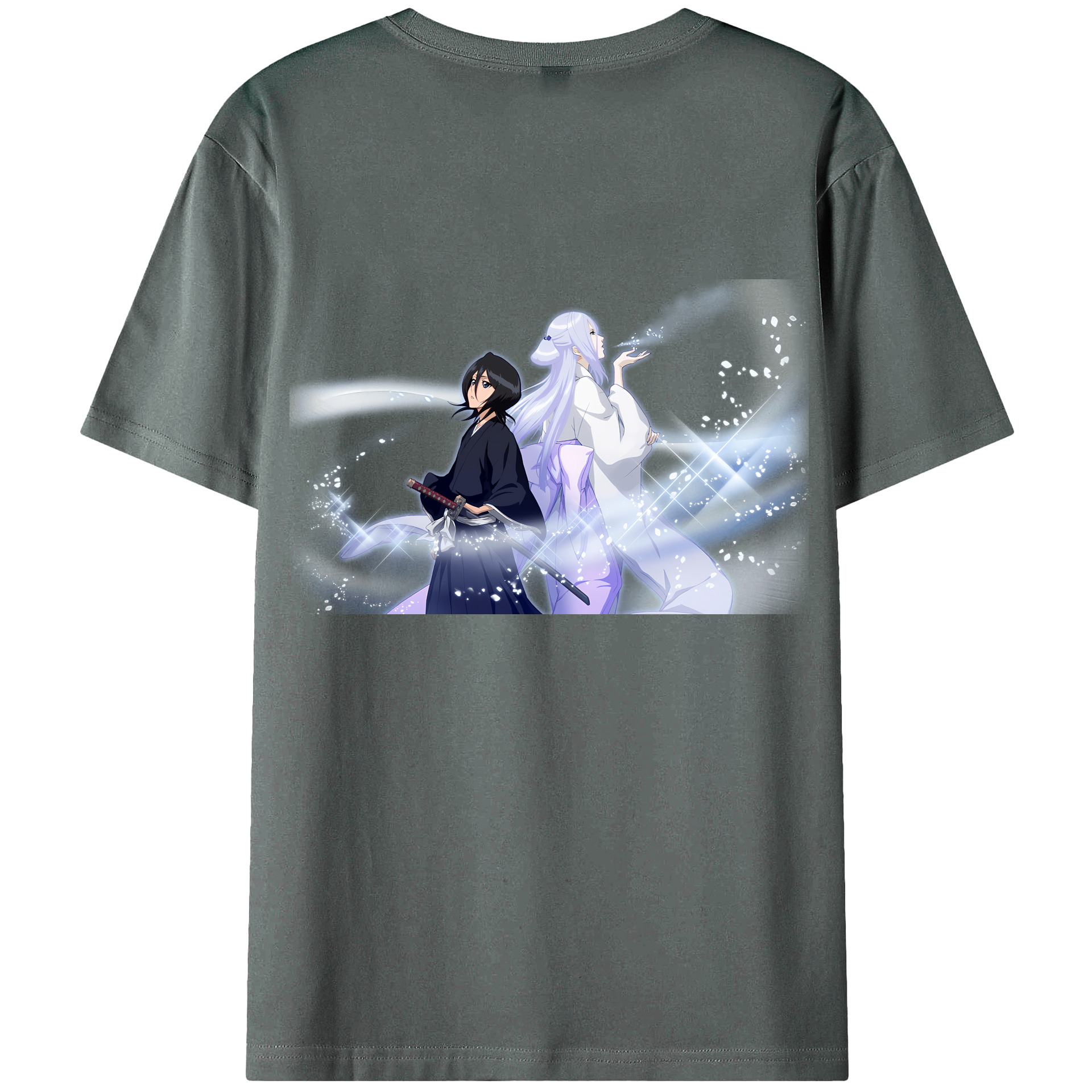 （画像用） ブリーチ 朽木ルキア BLEACH Kuchiki Rukia 綿100％ メンズ半袖Tシャツ（バックプリント） 通気性